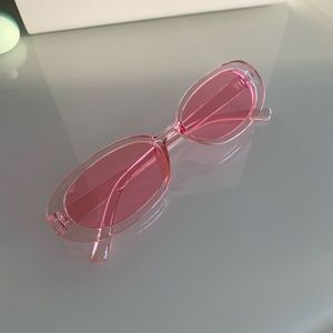 Pink Clear Translucent Plastic Sunglasses